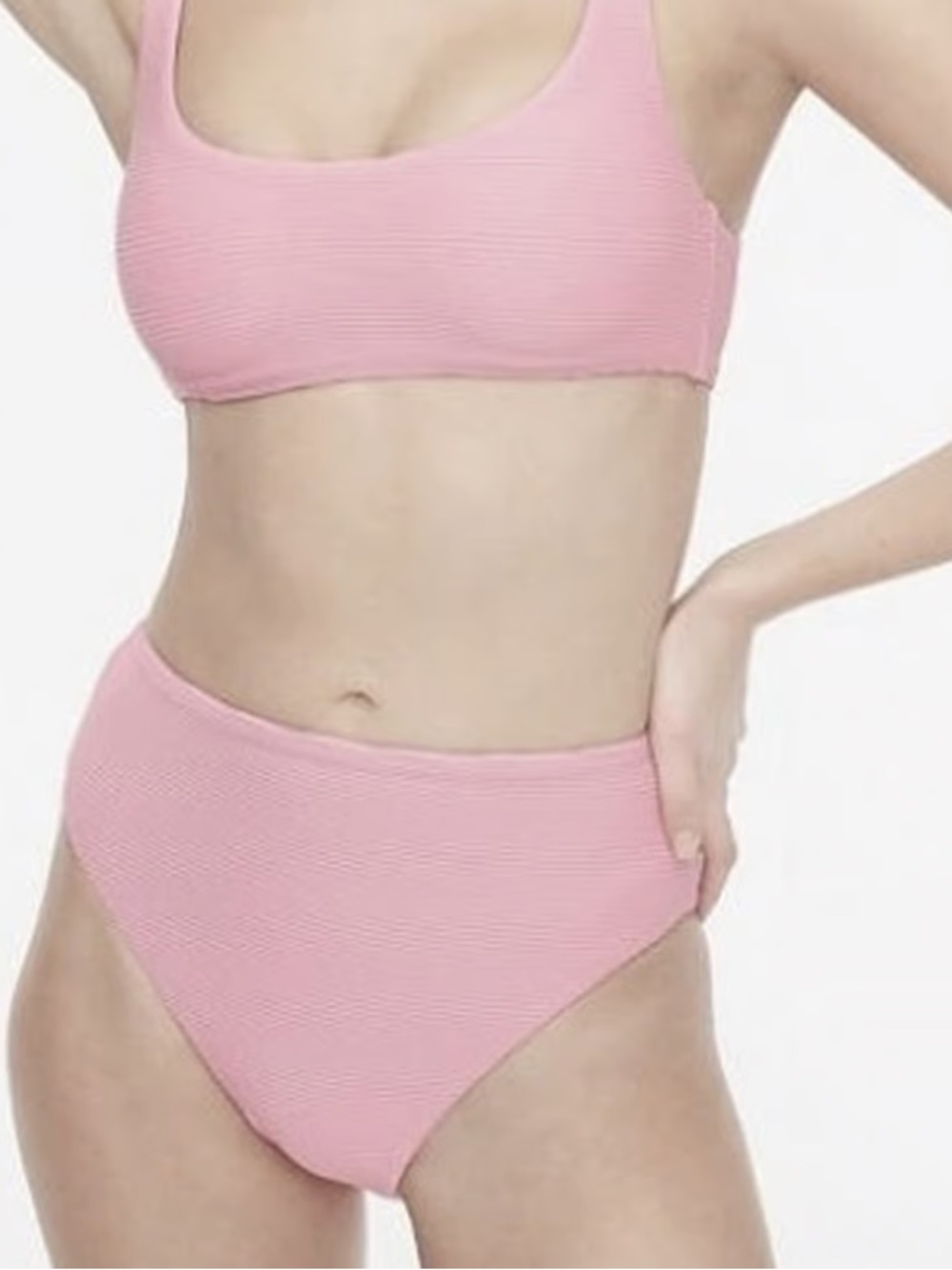 J. Crew Ribbed High-Rise Cheeky Bikini Bottom - Light Pink
